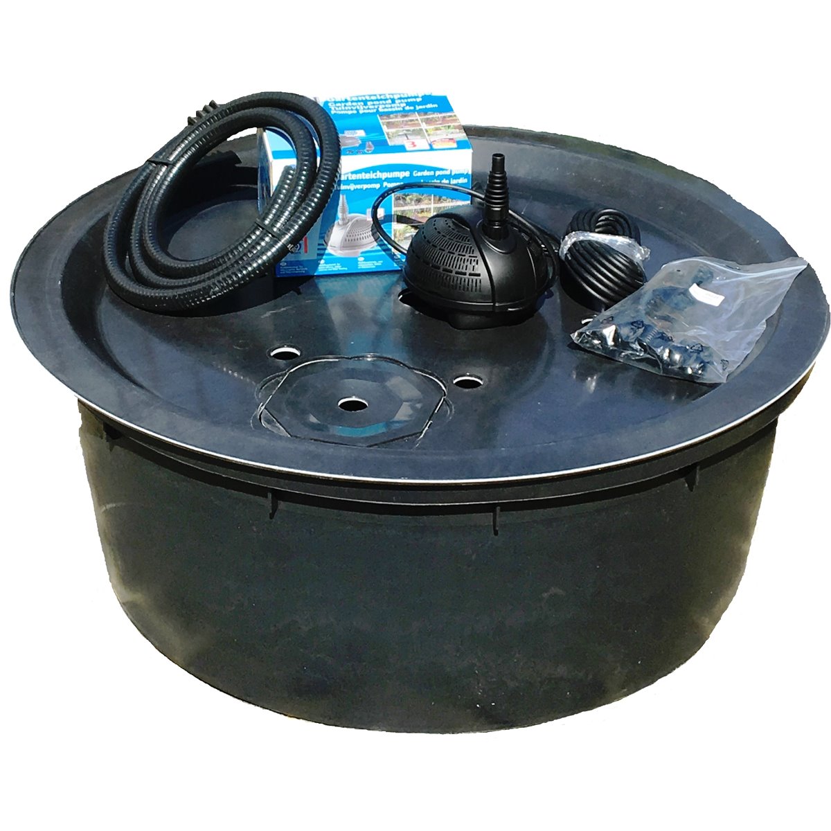 Komplett Set PE Becken mit GFK Deckel 88x35 | Pumpe PondoVario 1000 Brunnen bauen-86477 Komplett Set PE Becken mit GFK Deckel 88x35 | Pumpe PondoVario 1000 Brunnen bauen-86477